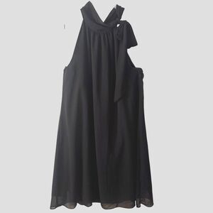 THE LIMITED NWT Dress szXL (14-16) Black Chiffon High Neck Tie Sleeveless Sexy